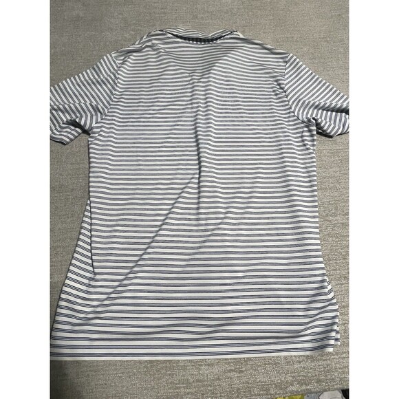 Adidas Shirt Men’s Large Polo Blue Stripes With Logo - Picture 10 of 11